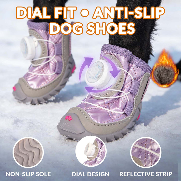 Pawbibi All-Terrain Dog Shoes With Anti-Slip Soles & Dial Adjustment - 4-Pack