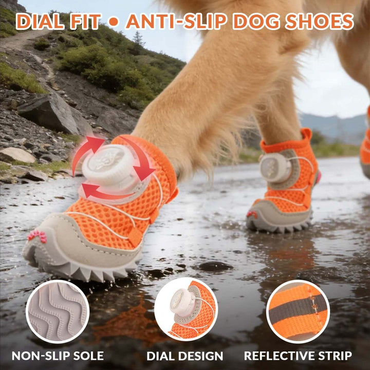 Pawbibi All-Terrain Dog Shoes With Anti-Slip Soles & Dial Adjustment - 4-Pack