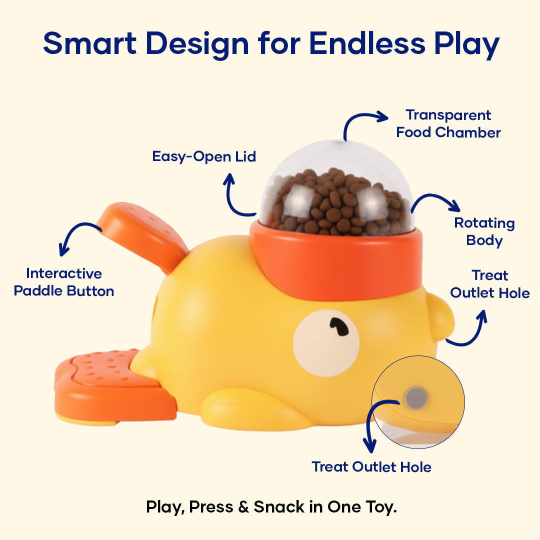Pawbibi Interactive Duck Toy – Treat Dispenser for Dogs & Cats | Mental Stimulation, Slow Feeder Puzzle Toy, IQ Training