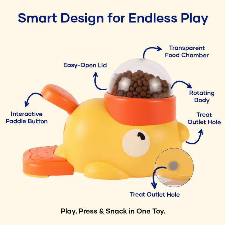 Pawbibi Interactive Duck Toy – Treat Dispenser for Dogs & Cats | Mental Stimulation, Slow Feeder Puzzle Toy, IQ Training