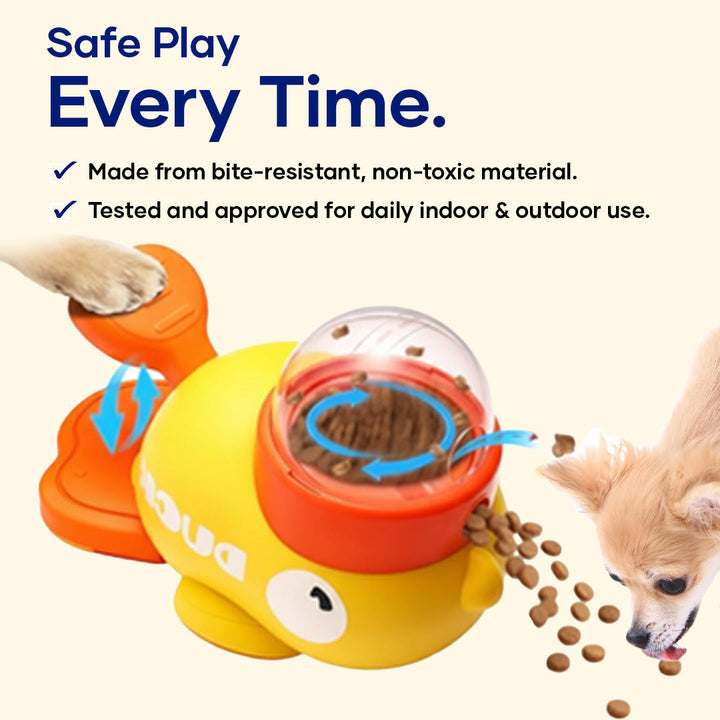 Pawbibi Interactive Duck Toy – Treat Dispenser for Dogs & Cats | Mental Stimulation, Slow Feeder Puzzle Toy, IQ Training