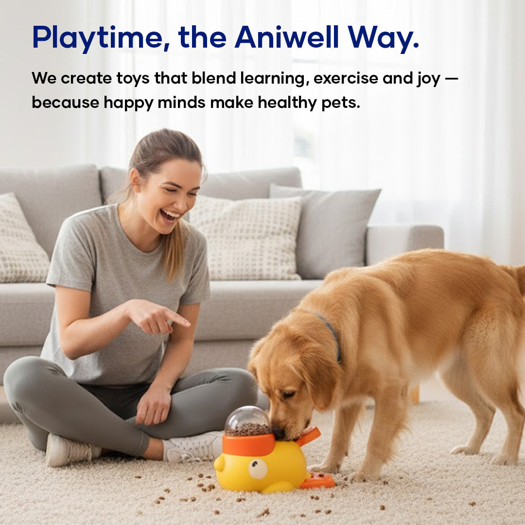 Pawbibi Interactive Duck Toy – Treat Dispenser for Dogs & Cats | Mental Stimulation, Slow Feeder Puzzle Toy, IQ Training