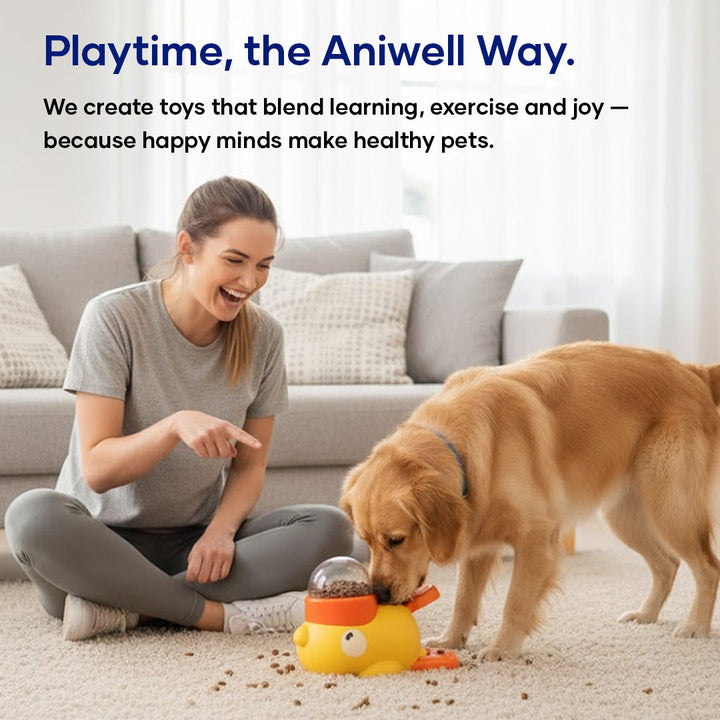 Pawbibi Interactive Duck Toy – Treat Dispenser for Dogs & Cats | Mental Stimulation, Slow Feeder Puzzle Toy, IQ Training